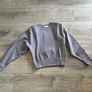 Zara | Grey Crew Neck Sweater with Shoulder Pads